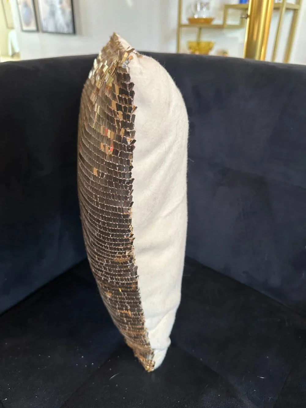 Gold/Cream Sequin Decorative Pillow